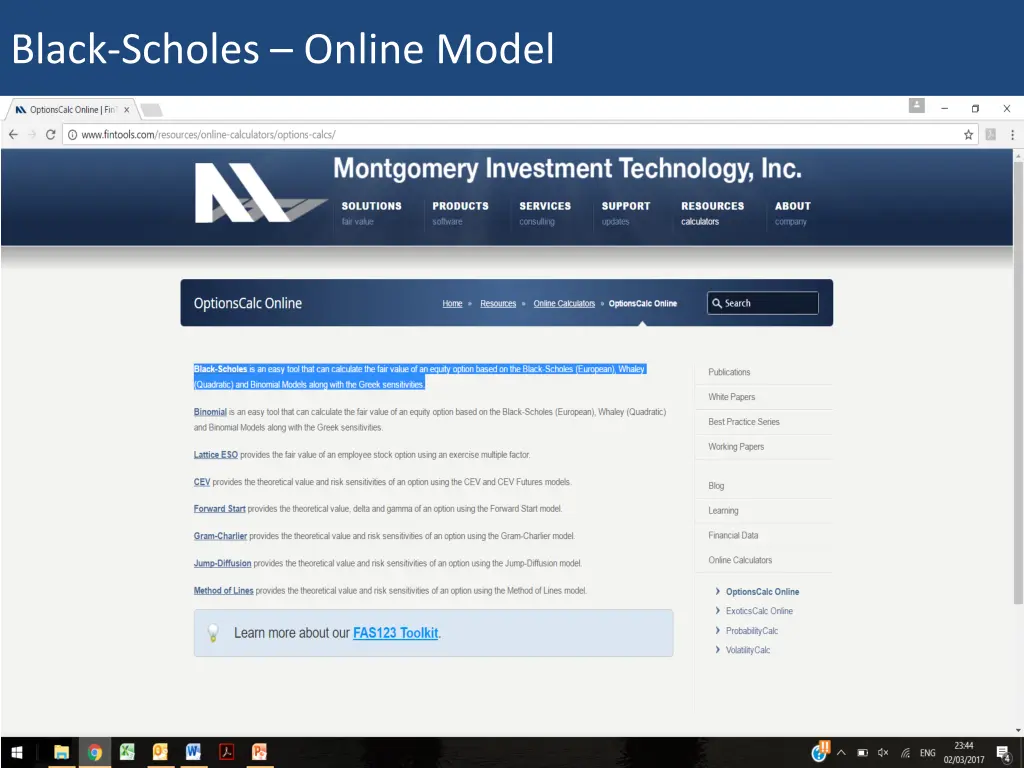 black scholes online model 1