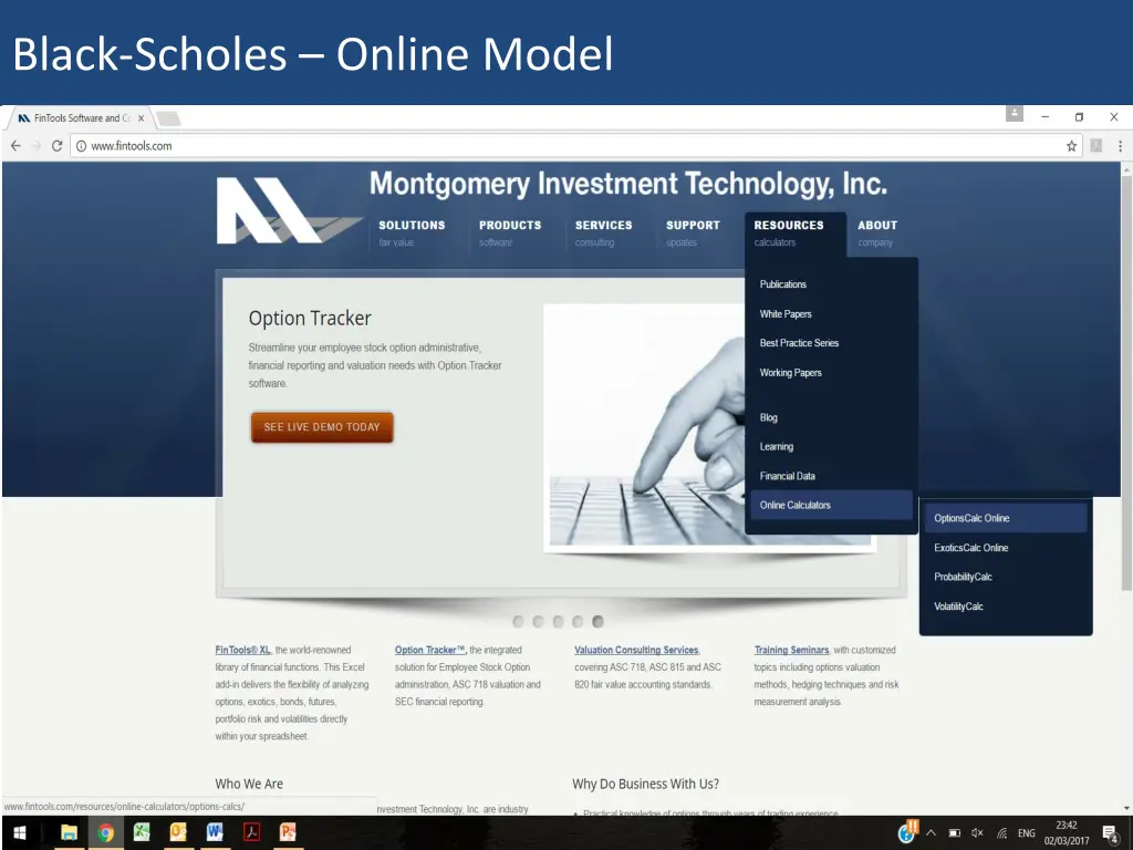 black scholes online model
