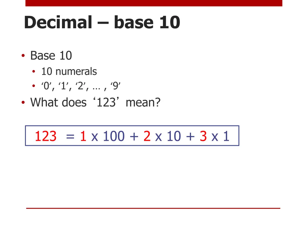 decimal base 10