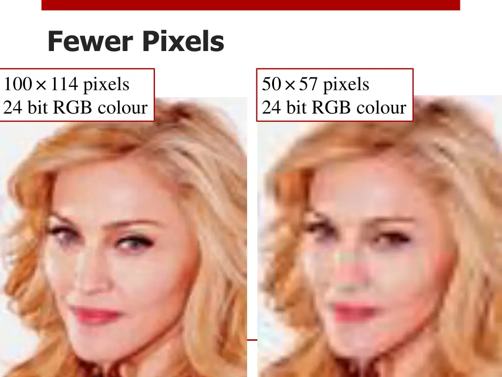 fewer pixels