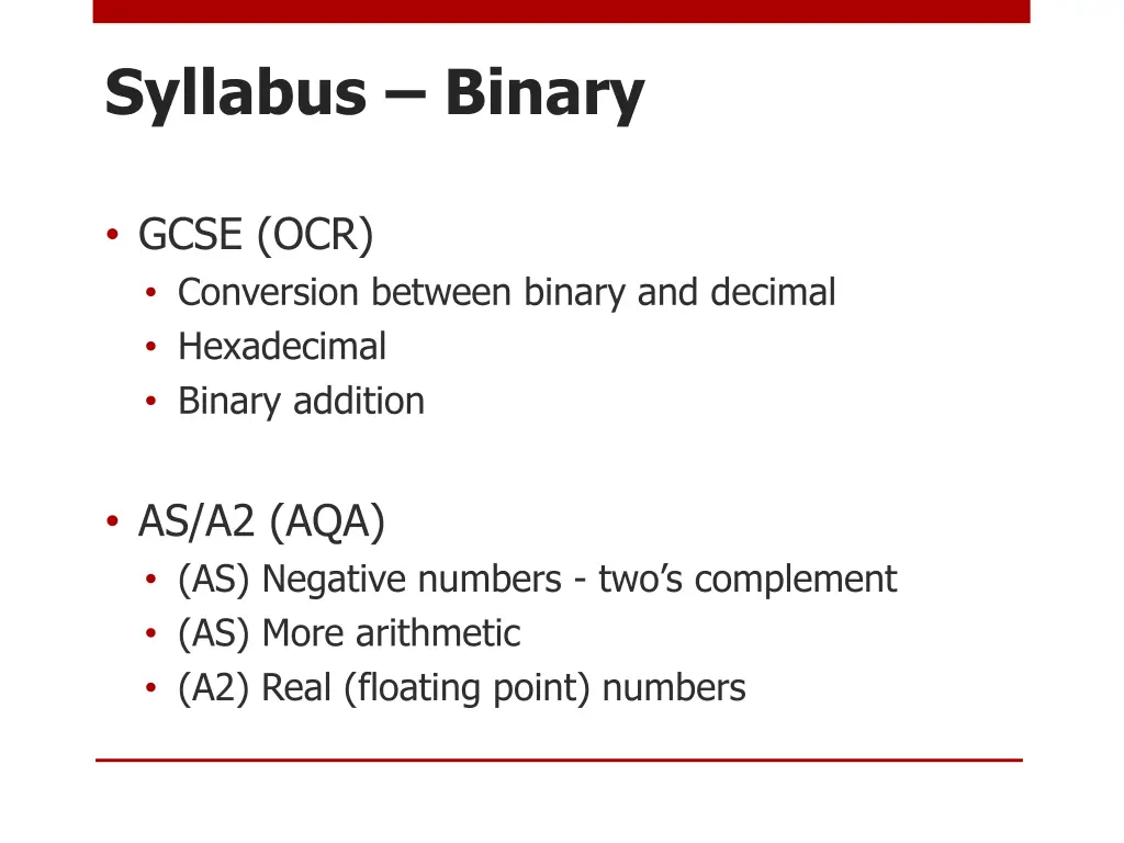 syllabus binary