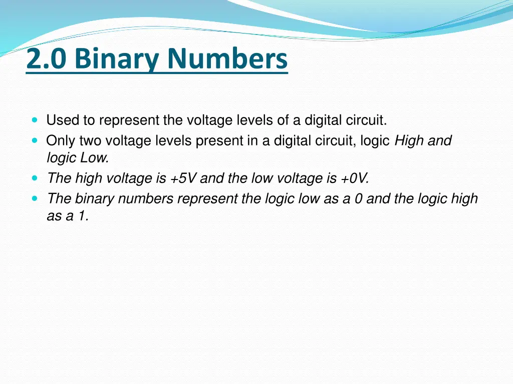 2 0 binary numbers