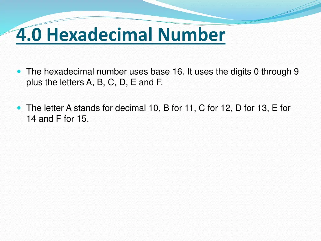 4 0 hexadecimal number