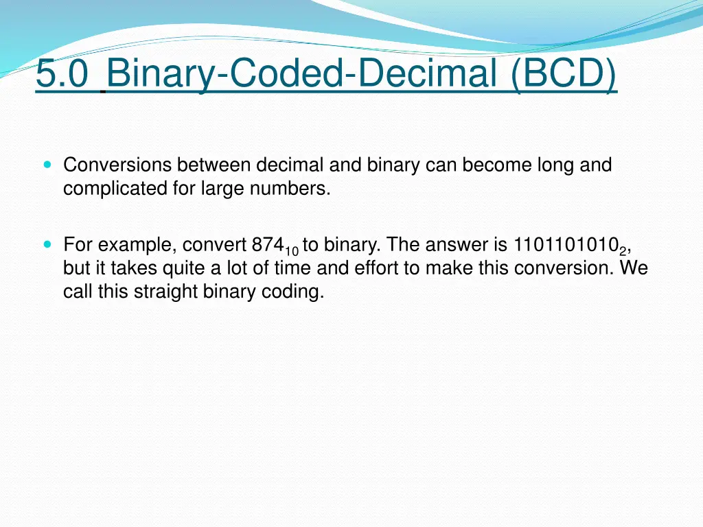 5 0 binary coded decimal bcd