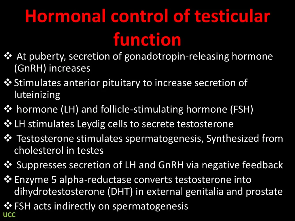 hormonal control of testicular function