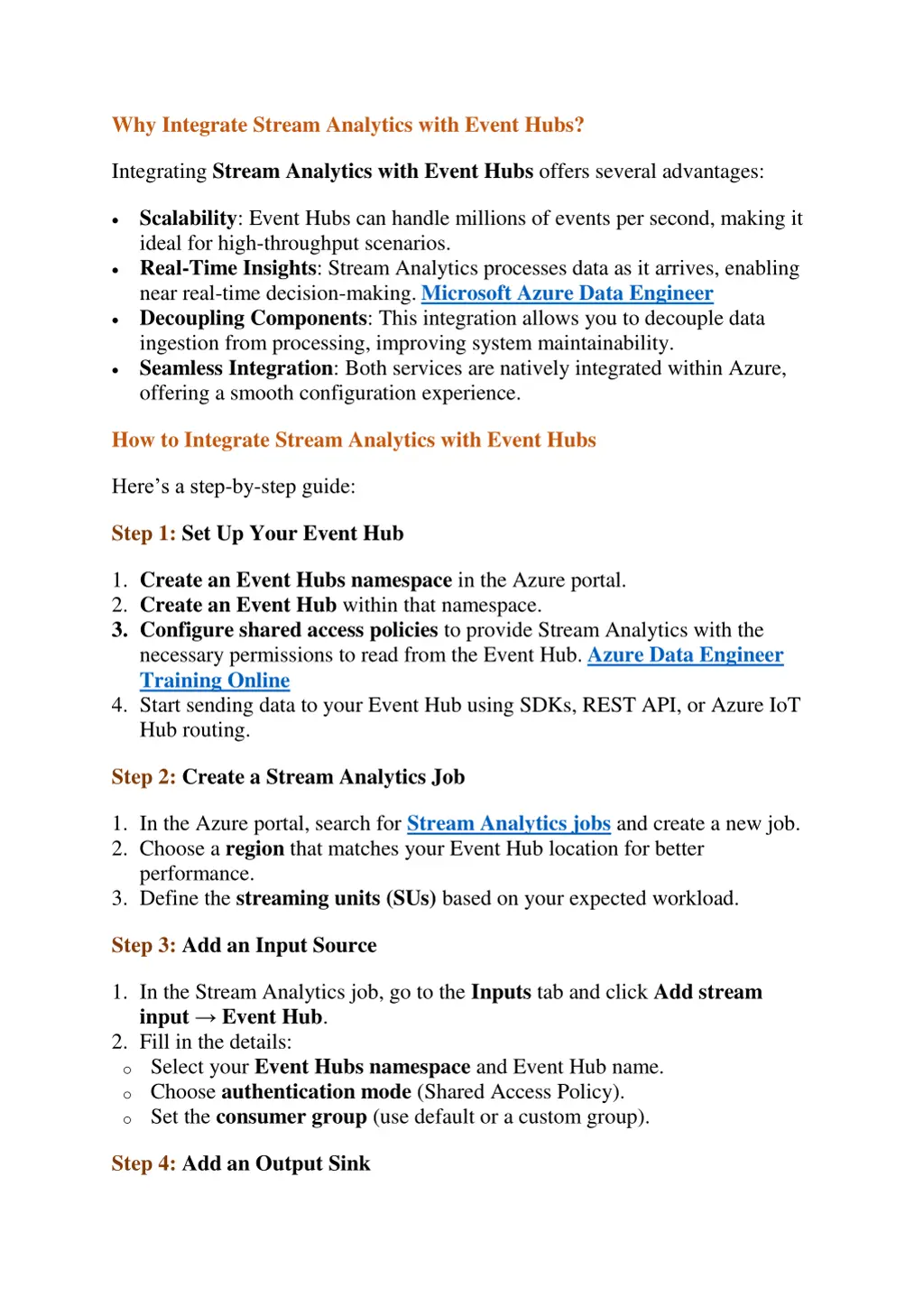 why integrate stream analytics with event hubs