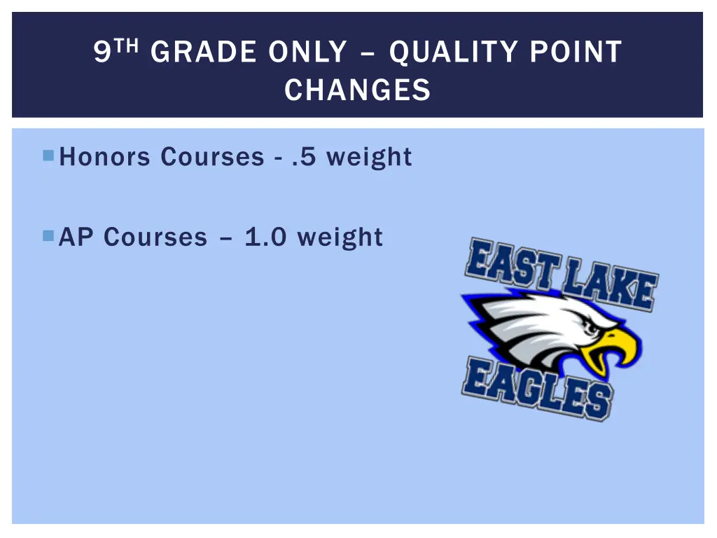 9 th grade only quality point changes