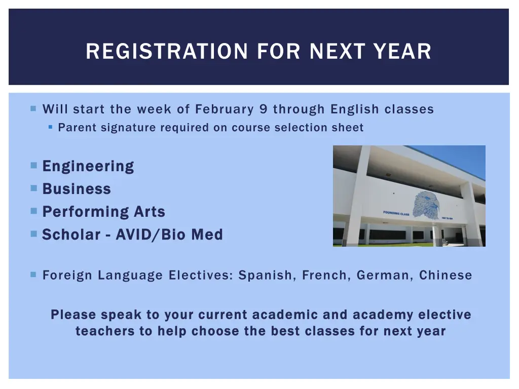 registration for next year