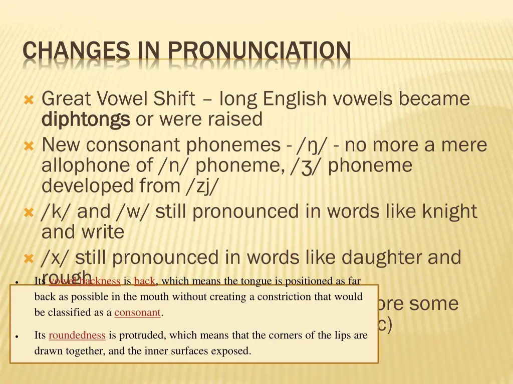 changes in pronunciation