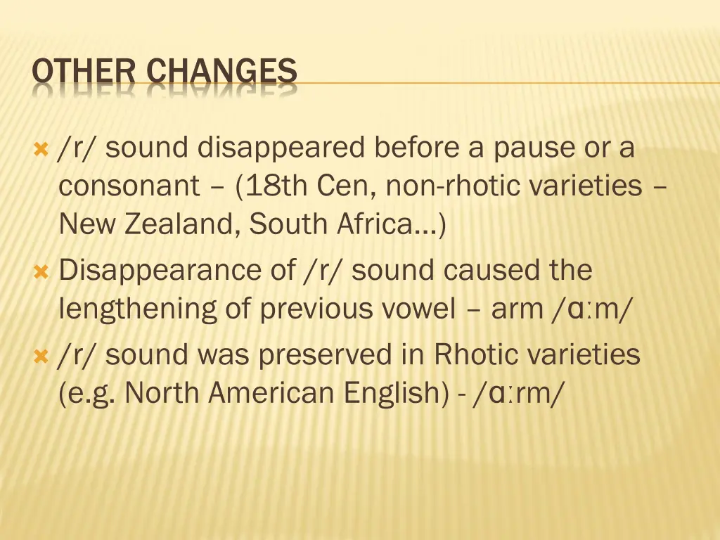 other changes
