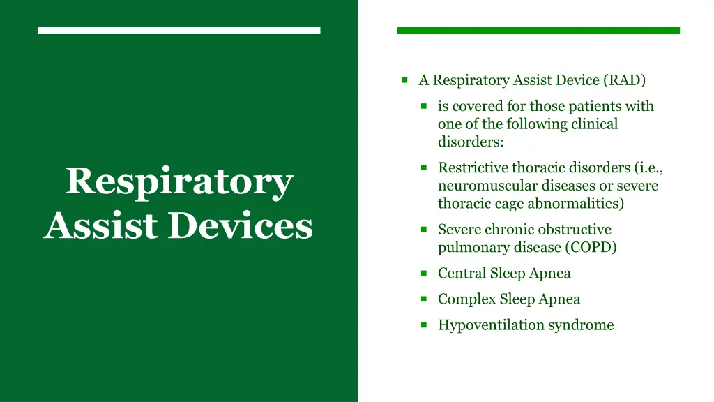 a respiratory assist device rad
