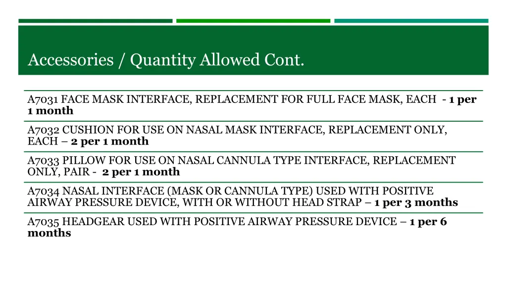 accessories quantity allowed cont