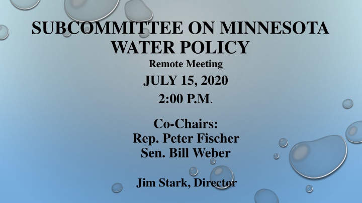 subcommittee on minnesota water policy remote