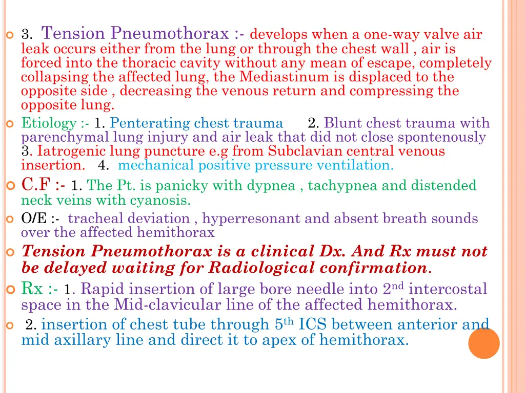 3 tension pneumothorax develops when