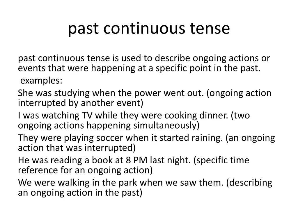 past continuous tense