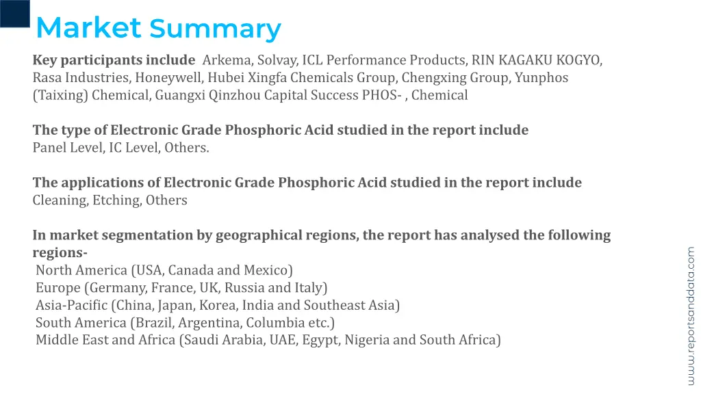 market summary key participants include arkema