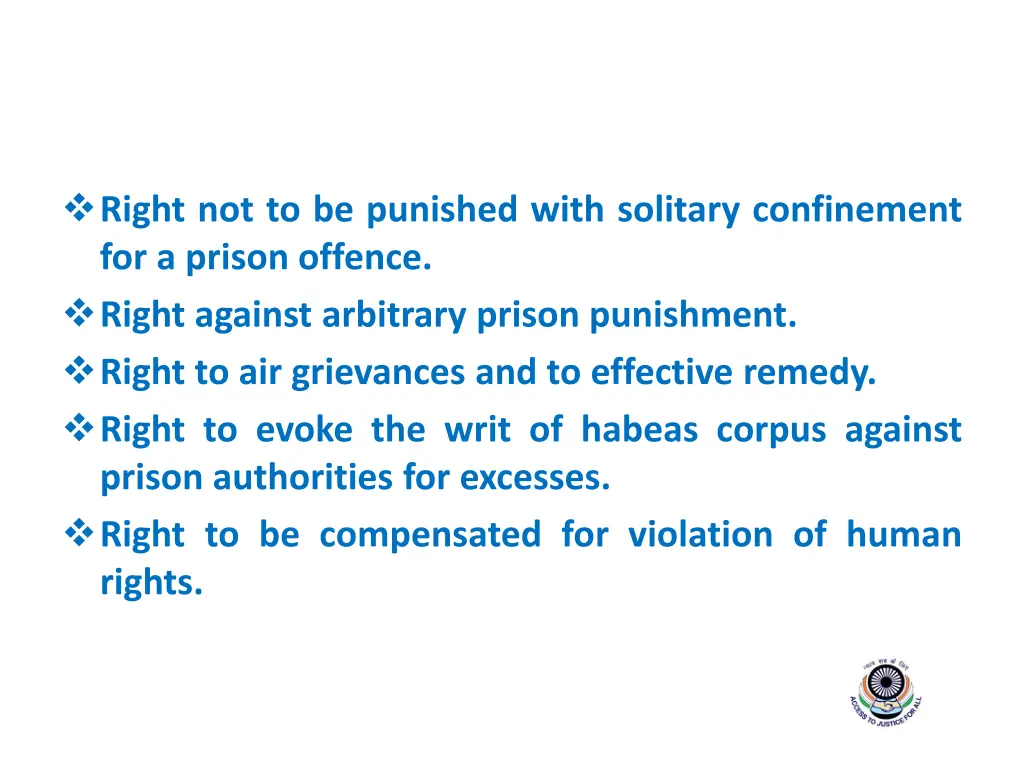 right not to be punished with solitary