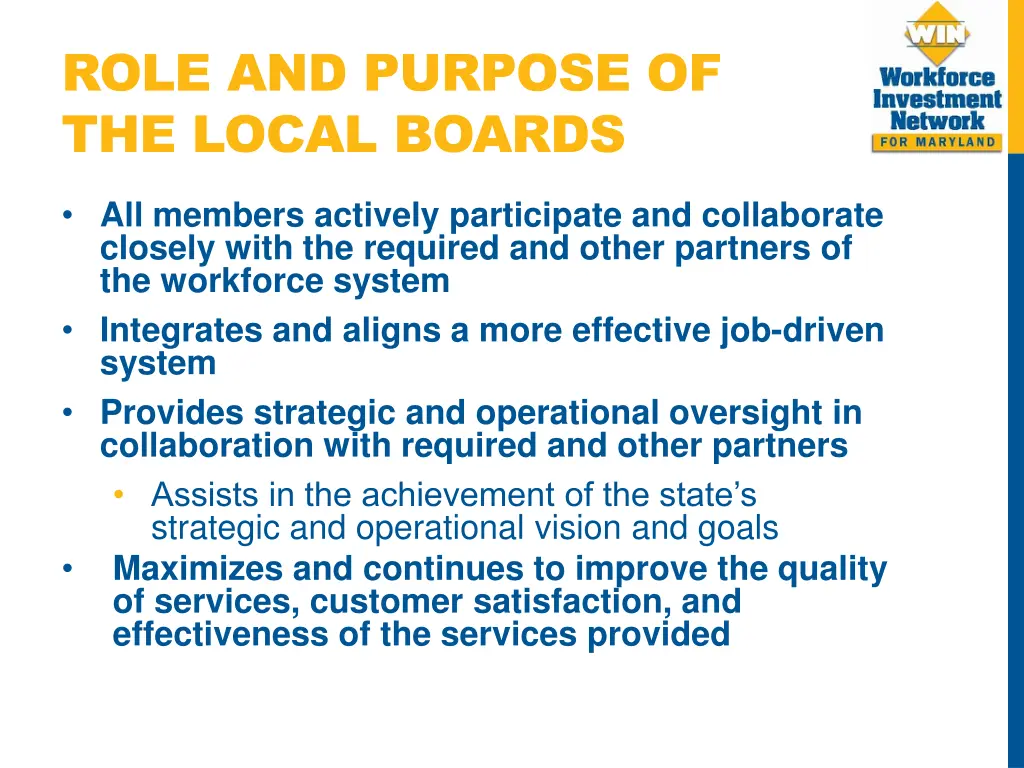 role and purpose of the local boards 1