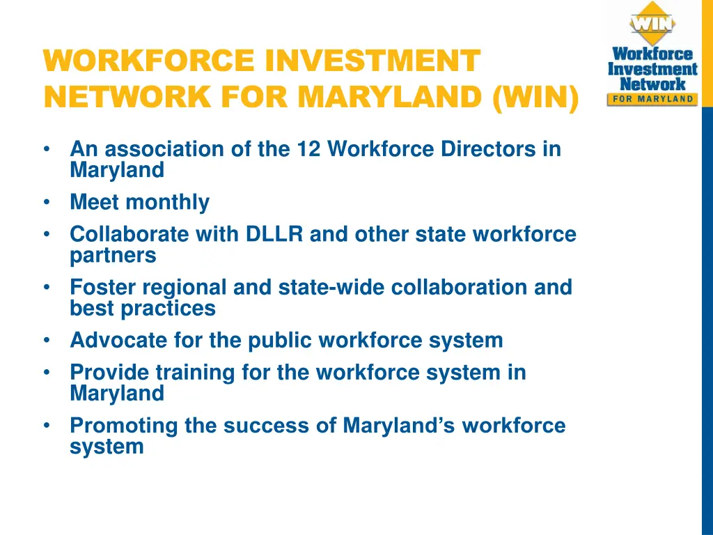 workforce investment network for maryland win