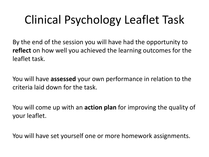 clinical psychology leaflet task