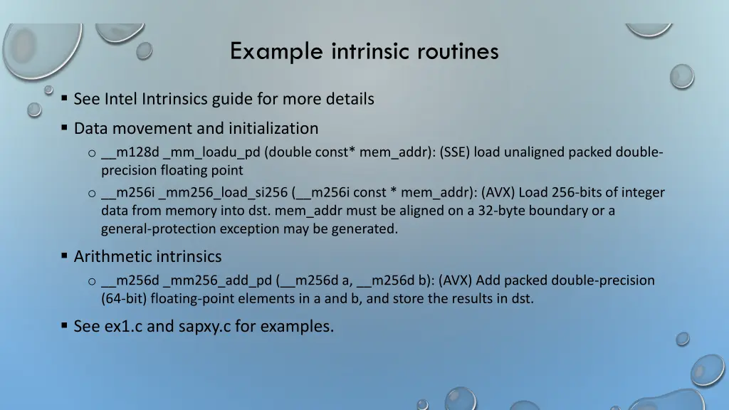 example intrinsic routines