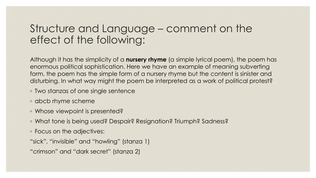 structure and language comment on the effect