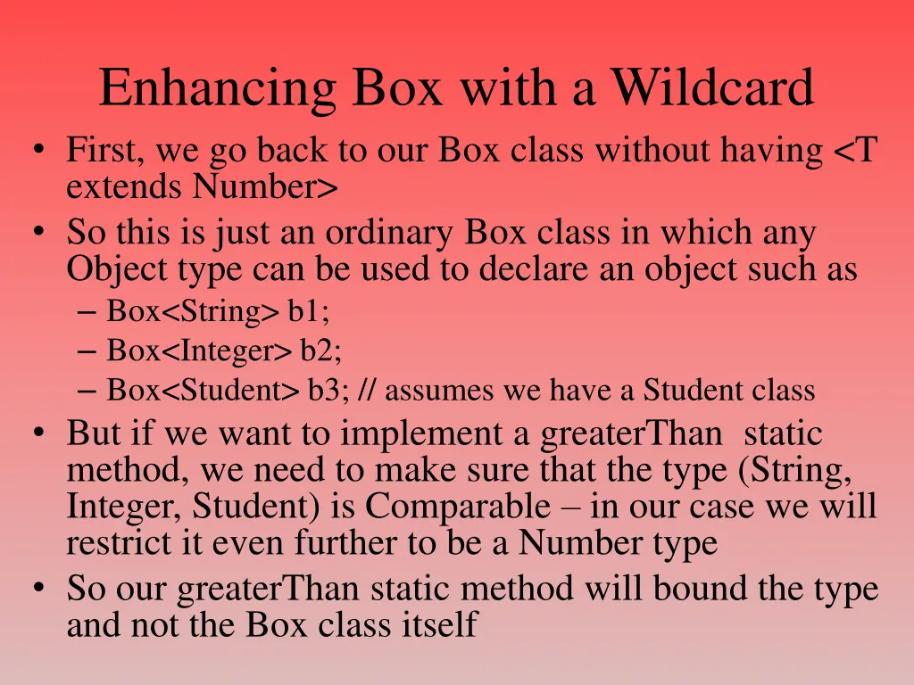 enhancing box with a wildcard first we go back