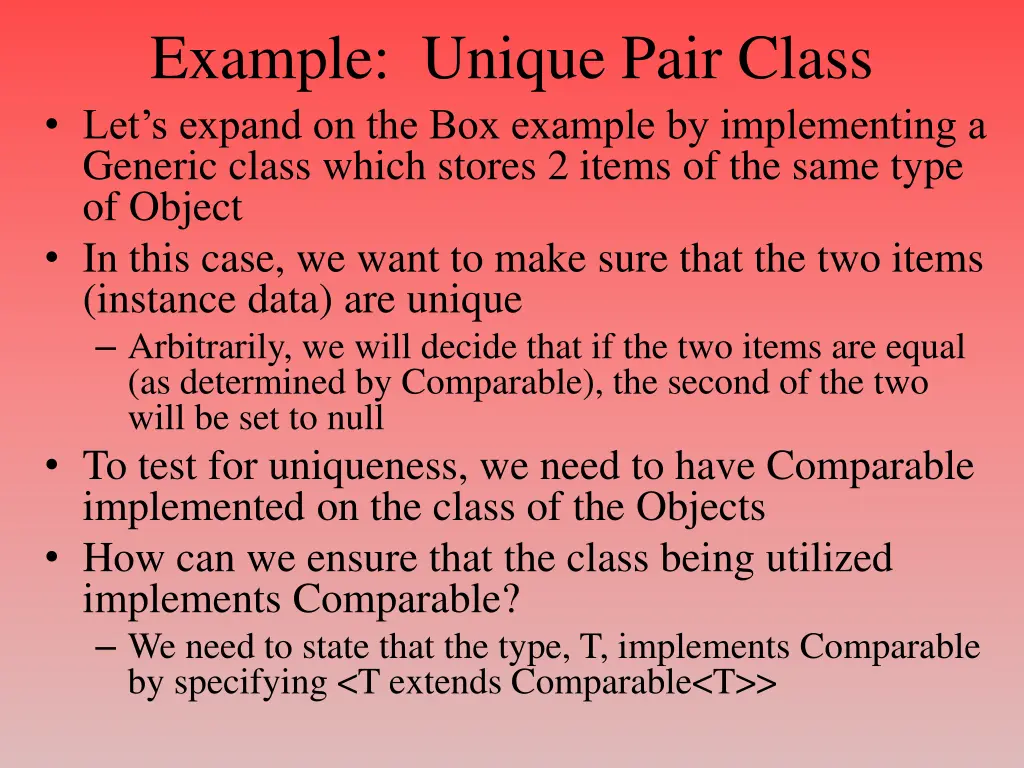 example unique pair class let s expand