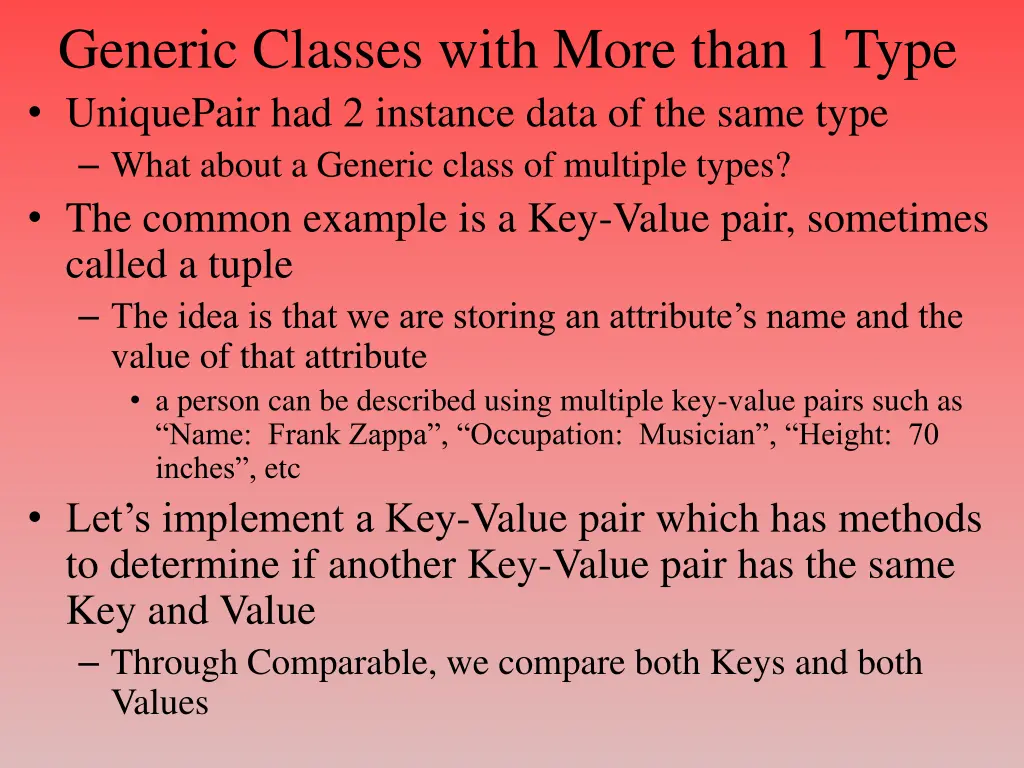 generic classes with more than 1 type uniquepair