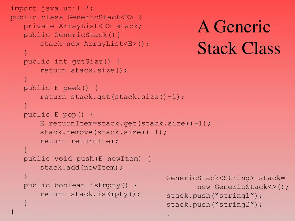 import java util public class genericstack