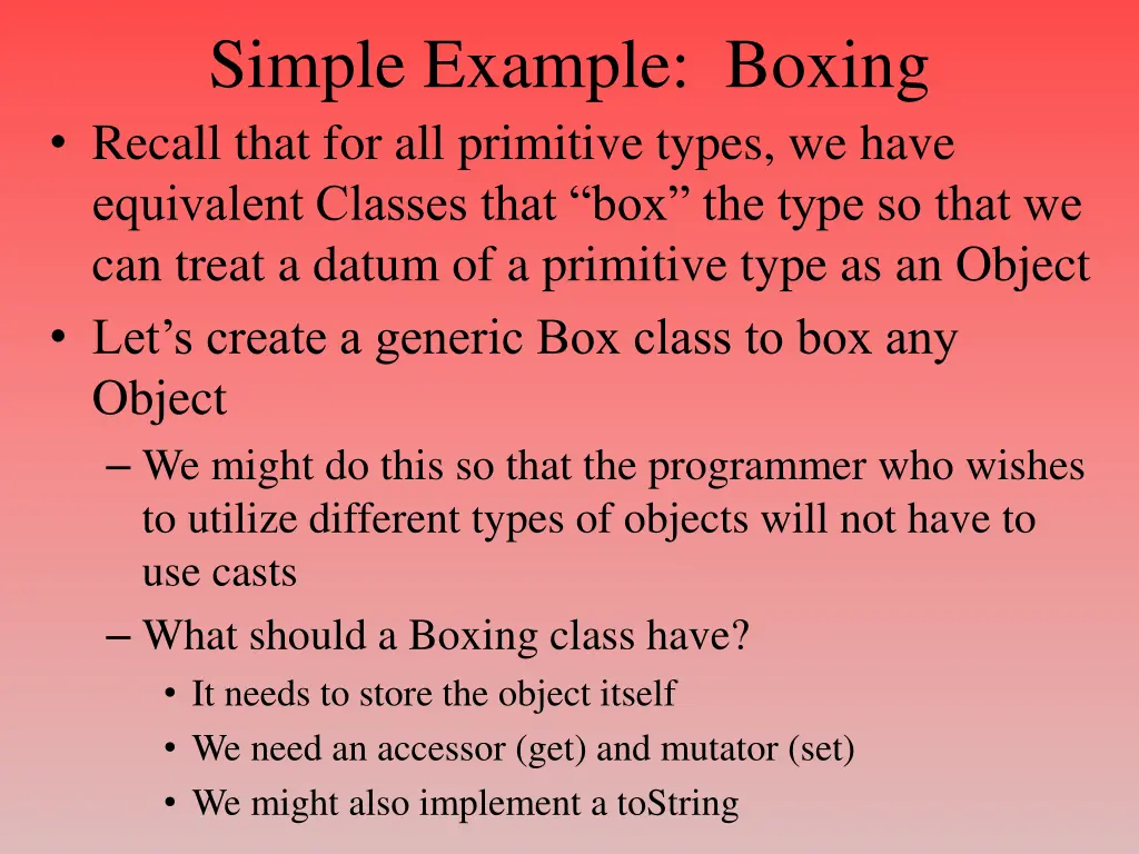 simple example boxing recall that