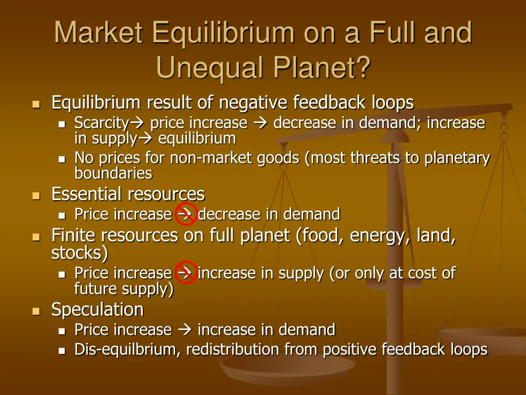 market equilibrium on a full and unequal planet