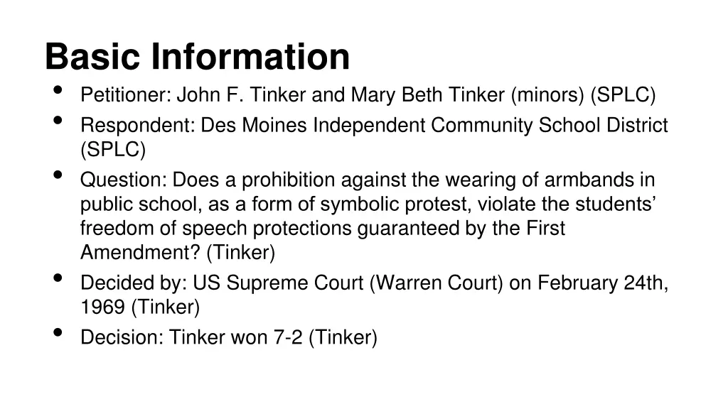 basic information petitioner john f tinker