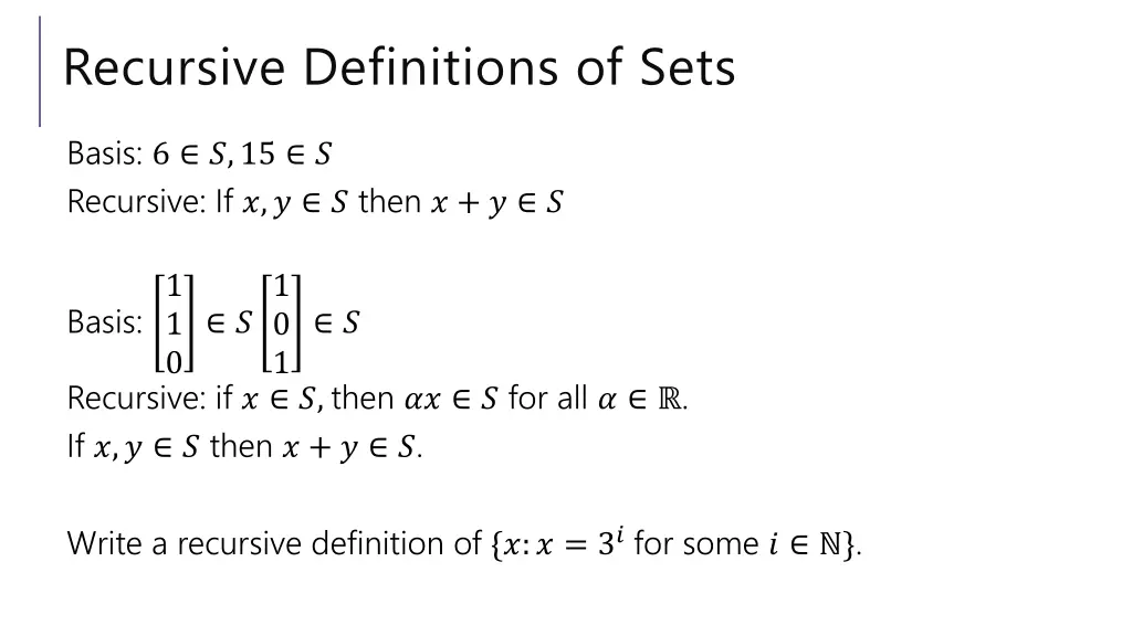 recursive definitions of sets 1