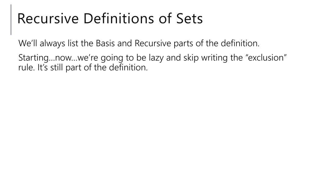 recursive definitions of sets