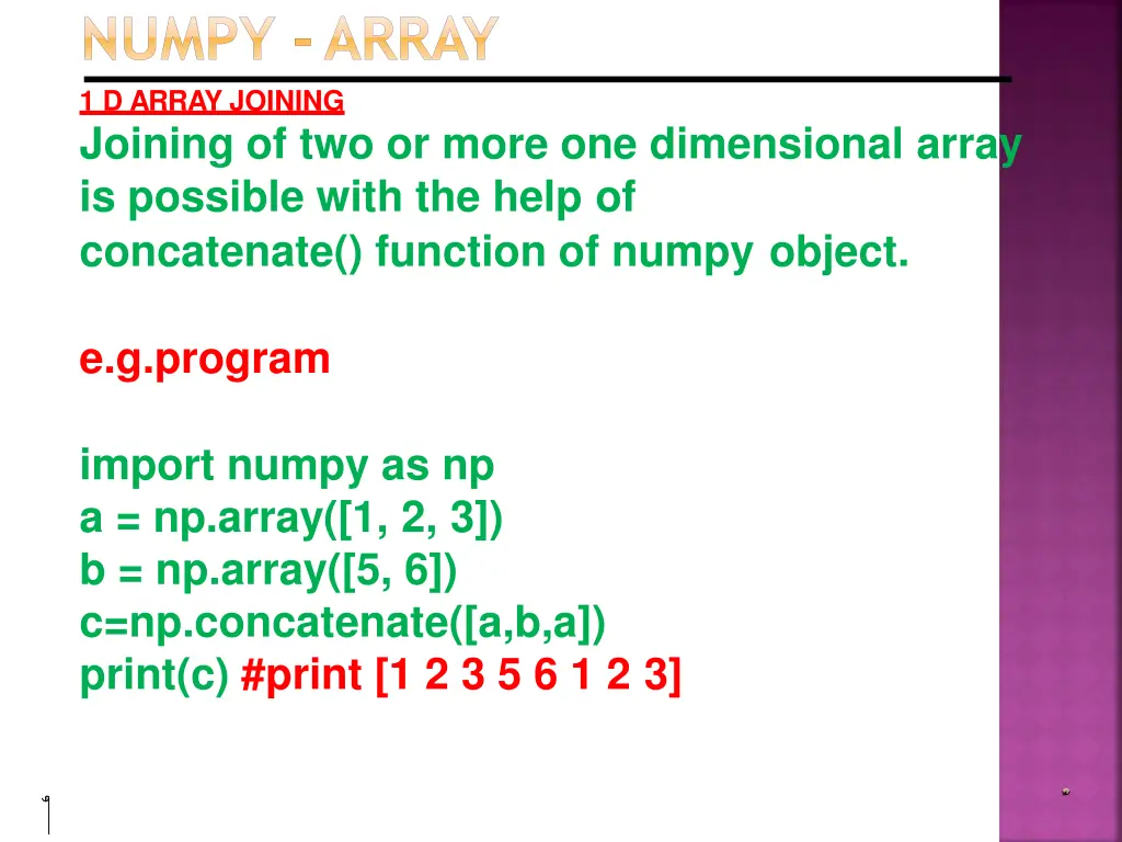 numpy array 1 d array joining joining