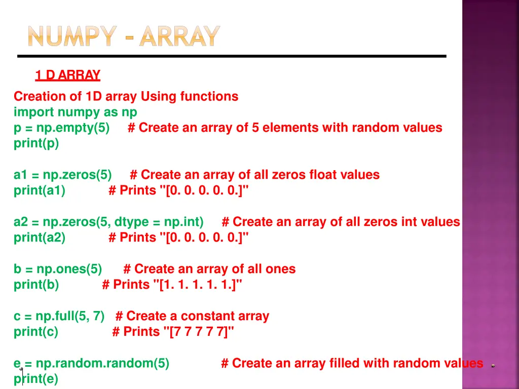 numpy array 2