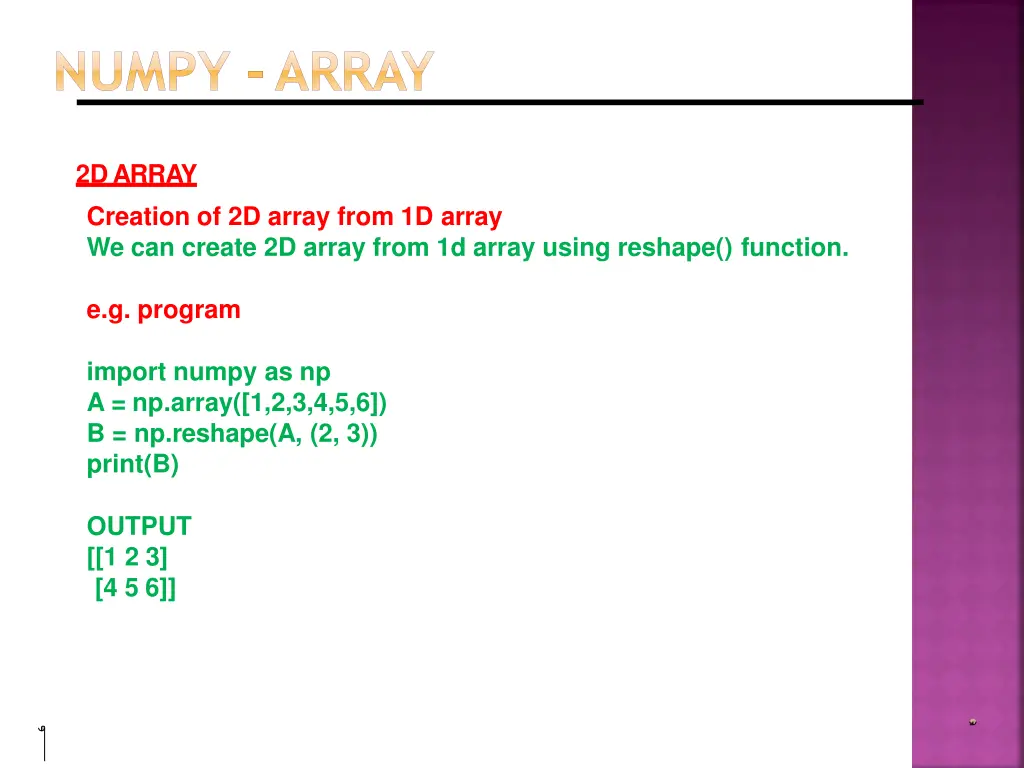 numpy array 5