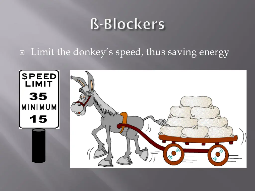 limit the donkey s speed thus saving energy