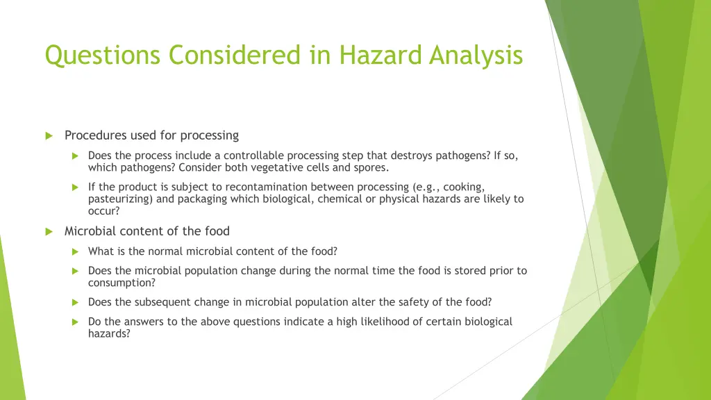 questions considered in hazard analysis 2