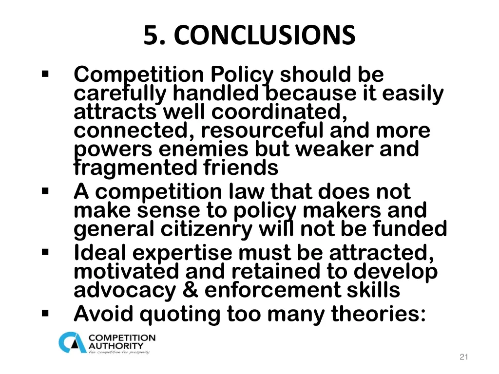 5 conclusions competition policy should