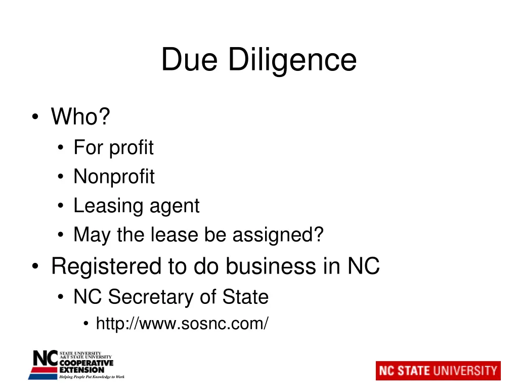 due diligence