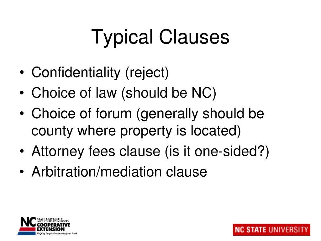 typical clauses
