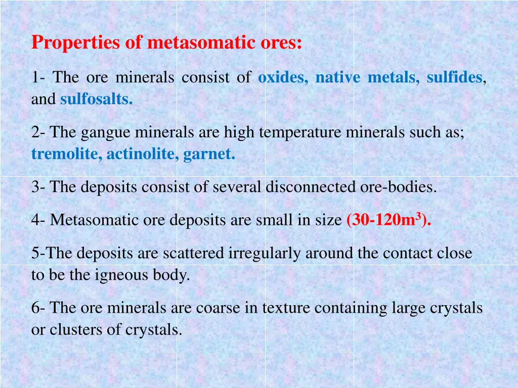 properties of metasomatic ores