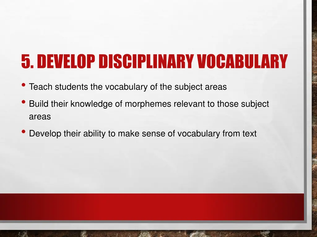 5 develop disciplinary vocabulary teach students