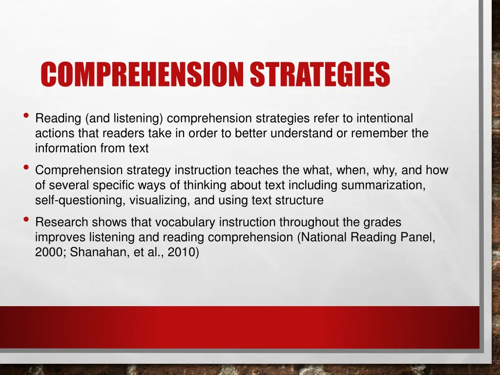 comprehension strategies