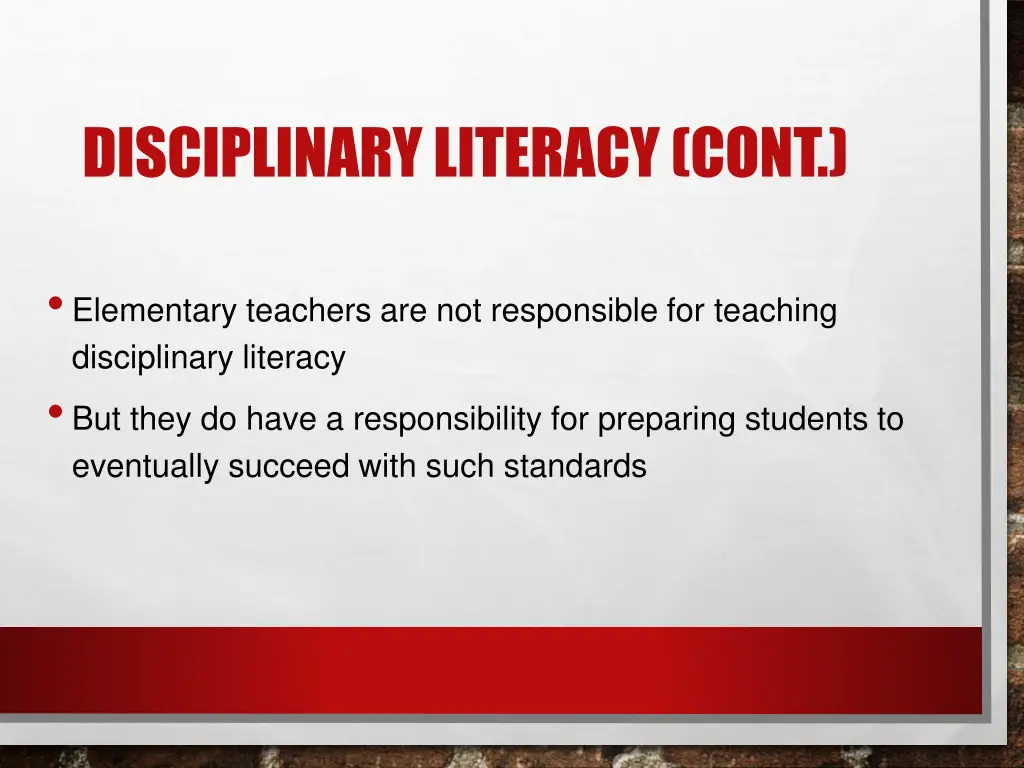 disciplinary literacy cont