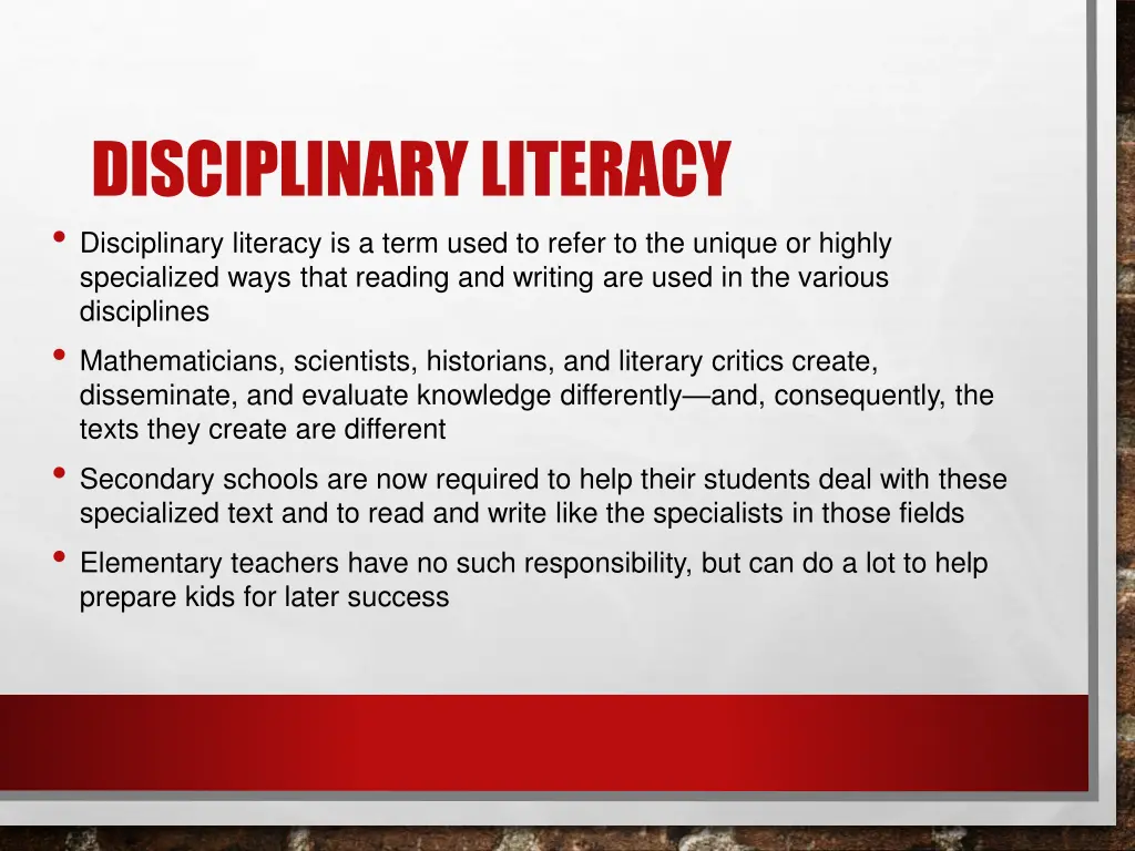 disciplinary literacy disciplinary literacy