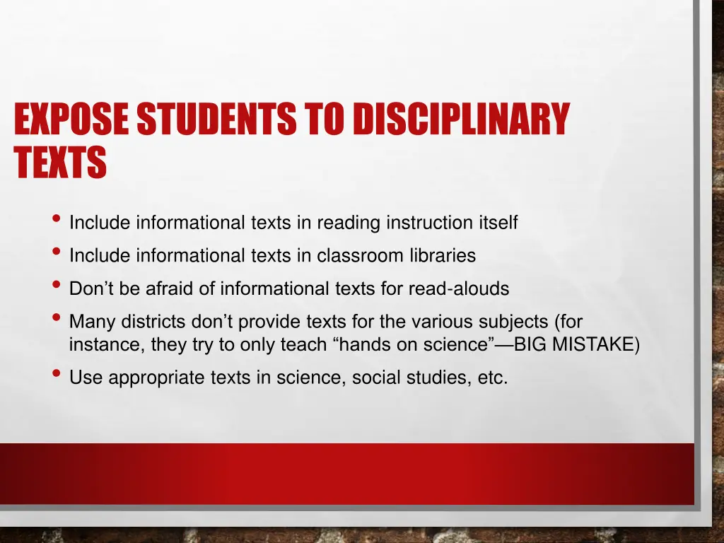 expose students to disciplinary texts include