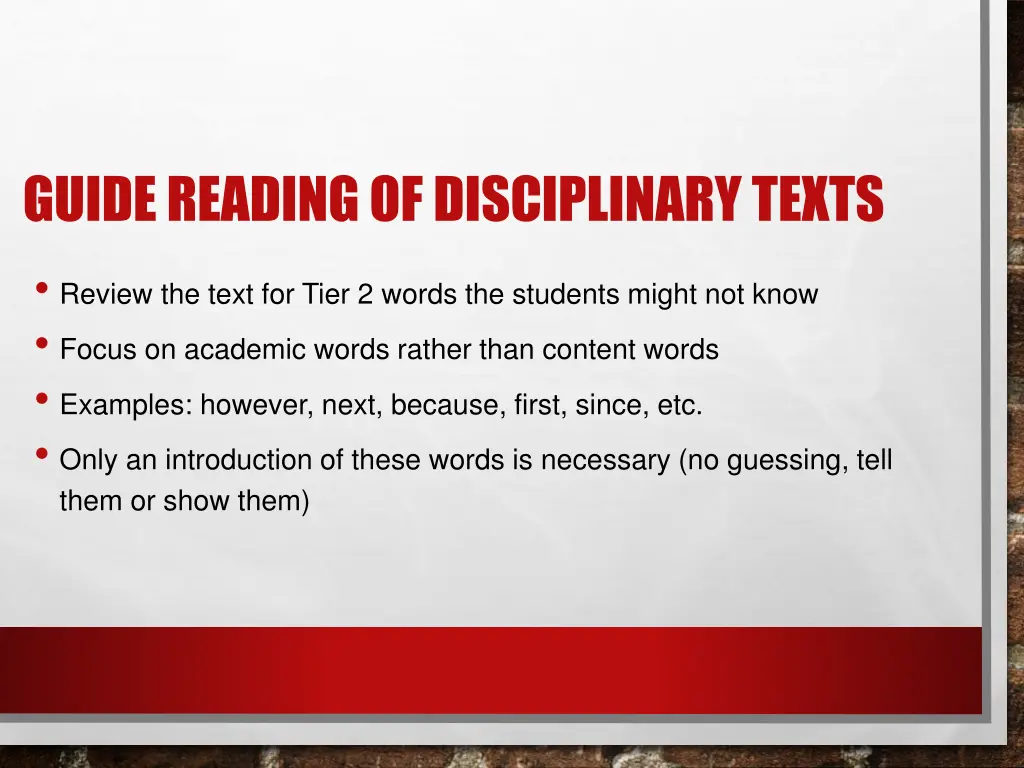 guide reading of disciplinary texts